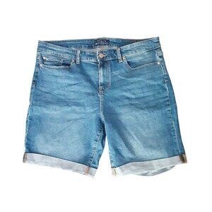 Talbots Shorts Womens 14 Blue Denim Simply Flattering Bermuda Roll Cuff